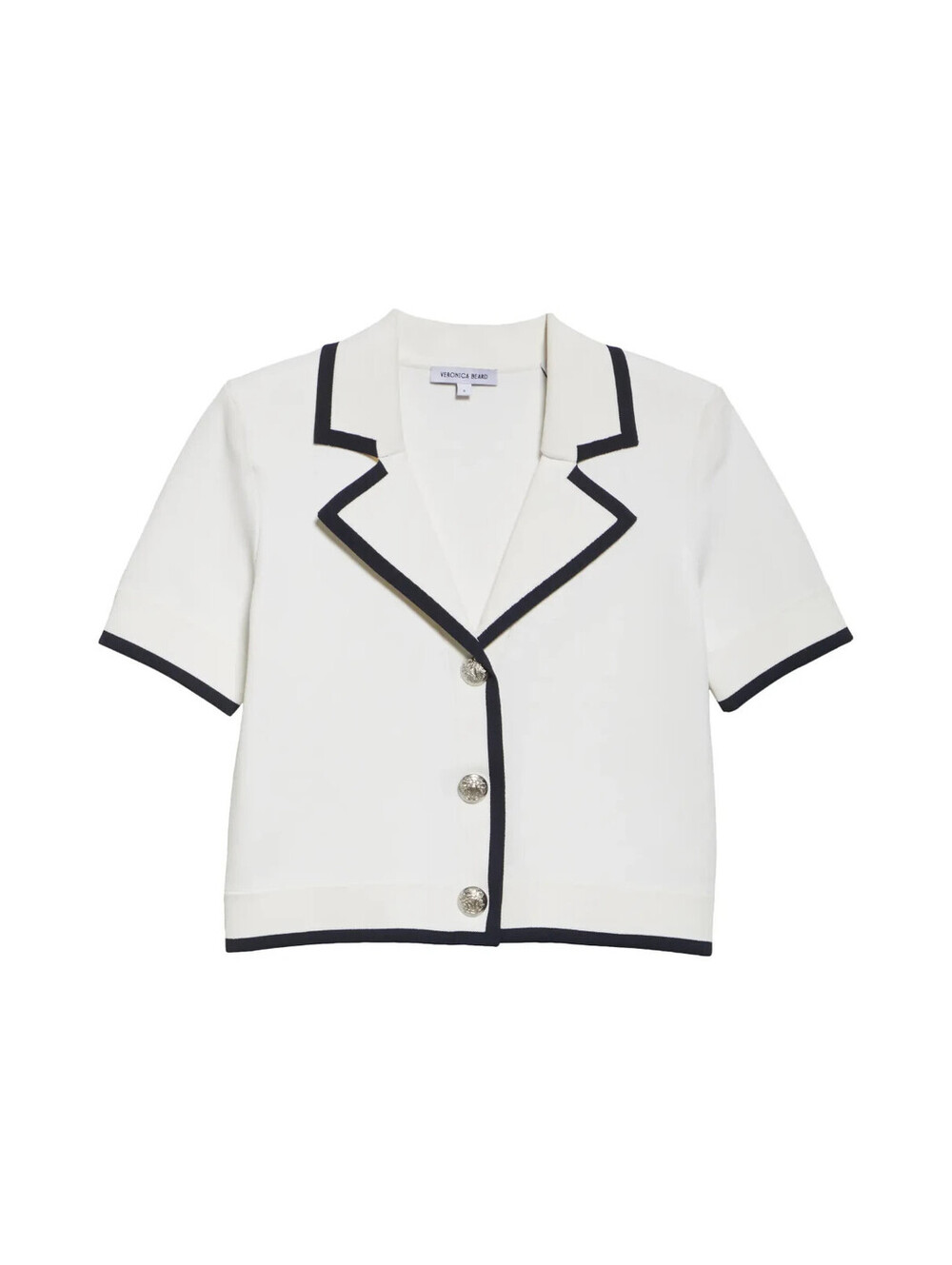 VERONICA BEARD, Stovall Contrast Detail Crop Knit Jacket in White Sz L #T4011
